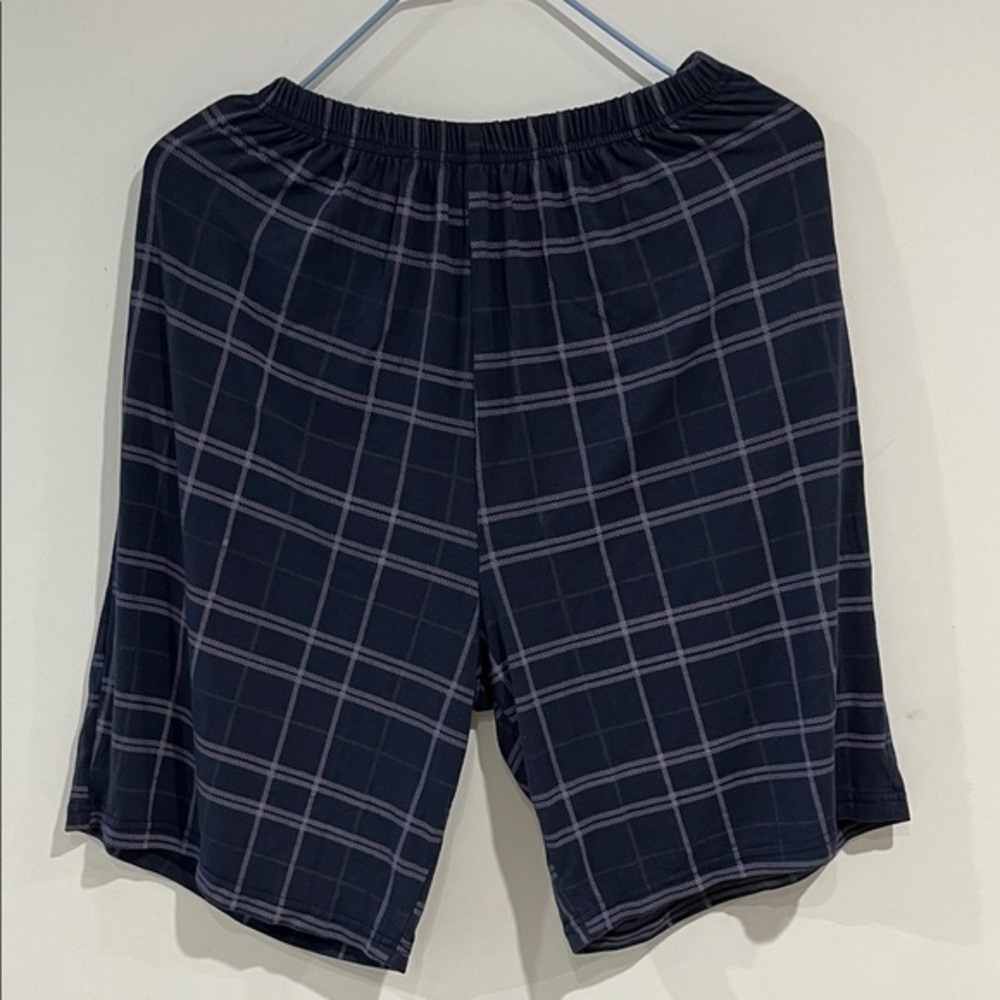 Men's Navy Plaid Athletic Shorts